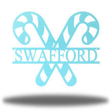 Load image into Gallery viewer, Yummy CANDY CANE Name Monogram, Laser Cut Steel Sign, Multi Sizes & Colors