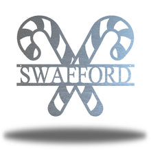 Load image into Gallery viewer, Yummy CANDY CANE Name Monogram, Laser Cut Steel Sign, Multi Sizes & Colors