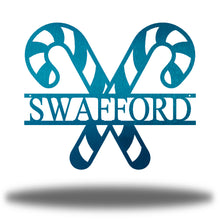 Load image into Gallery viewer, Yummy CANDY CANE Name Monogram, Laser Cut Steel Sign, Multi Sizes & Colors