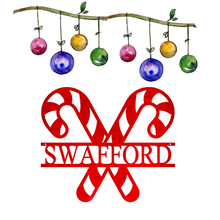 Load image into Gallery viewer, Yummy CANDY CANE Name Monogram, Laser Cut Steel Sign, Multi Sizes & Colors