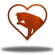 Load image into Gallery viewer, Cat Silhouette in Heart, Valentine's Gift for Cat Lover, Laser Cut Steel Sign, Multi Sizes and Colors