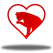 Load image into Gallery viewer, Cat Silhouette in Heart, Valentine's Gift for Cat Lover, Laser Cut Steel Sign, Multi Sizes and Colors