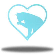 Load image into Gallery viewer, Cat Silhouette in Heart, Valentine's Gift for Cat Lover, Laser Cut Steel Sign, Multi Sizes and Colors