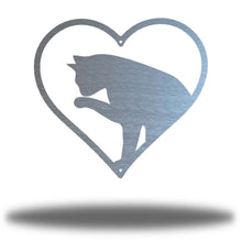 Load image into Gallery viewer, Cat Silhouette in Heart, Valentine's Gift for Cat Lover, Laser Cut Steel Sign, Multi Sizes and Colors
