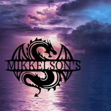 Load image into Gallery viewer, Stylized Celtic Dragon Single Line Monogram Steel Plaque, Fantasy Protector Spirit Guide