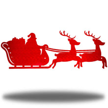 Load image into Gallery viewer, Santa's CHRISTMAS SLEIGH Wall Art, Laser Cut Steel, Multi Sizes & Colors