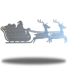 Load image into Gallery viewer, Santa's CHRISTMAS SLEIGH Wall Art, Laser Cut Steel, Multi Sizes & Colors