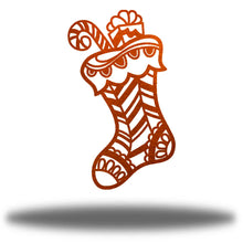Load image into Gallery viewer, Whimsical Christmas Stocking Wall Art, Precision Laser Cut Steel, Multi Sizes and Colors