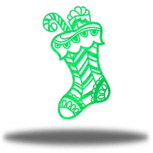 Load image into Gallery viewer, Whimsical Christmas Stocking Wall Art, Precision Laser Cut Steel, Multi Sizes and Colors