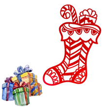 Load image into Gallery viewer, Whimsical Christmas Stocking Wall Art, Precision Laser Cut Steel, Multi Sizes and Colors