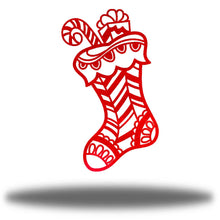 Load image into Gallery viewer, Whimsical Christmas Stocking Wall Art, Precision Laser Cut Steel, Multi Sizes and Colors
