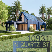 Load image into Gallery viewer, Modern, Minimalist Rectangle Address Stake, Laser Cut Steel Yard Stake, Multi Sizes and Colors