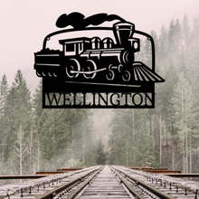 Load image into Gallery viewer, Locomotive & Coal Tender Monogram Sign for Model Train Lover or Rail Fanatic, Multiple Sizes & Colors