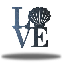 Load image into Gallery viewer, Coastal Love With Scallop Shell Accent, Laser Cut Steel Sign, Multi Colors and Sizes