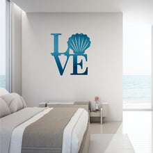 Load image into Gallery viewer, Coastal Love With Scallop Shell Accent, Laser Cut Steel Sign, Multi Colors and Sizes