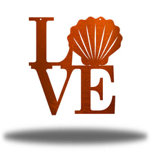Load image into Gallery viewer, Coastal Love With Scallop Shell Accent, Laser Cut Steel Sign, Multi Colors and Sizes