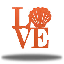 Load image into Gallery viewer, Coastal Love With Scallop Shell Accent, Laser Cut Steel Sign, Multi Colors and Sizes