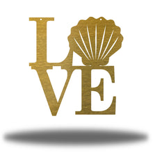 Load image into Gallery viewer, Coastal Love With Scallop Shell Accent, Laser Cut Steel Sign, Multi Colors and Sizes