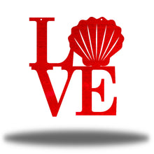 Load image into Gallery viewer, Coastal Love With Scallop Shell Accent, Laser Cut Steel Sign, Multi Colors and Sizes