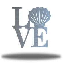 Load image into Gallery viewer, Coastal Love With Scallop Shell Accent, Laser Cut Steel Sign, Multi Colors and Sizes