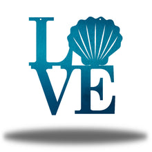 Load image into Gallery viewer, Coastal Love With Scallop Shell Accent, Laser Cut Steel Sign, Multi Colors and Sizes