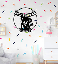 Load image into Gallery viewer, Teddy with Rattle Toy Monogram - Steel Sign, Multi Sizes & Colors, Infant Baby Shower Gift