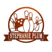 Load image into Gallery viewer, Bowling Name Monogram Sign, Precision Laser Cut, Multi Sizes & Colors