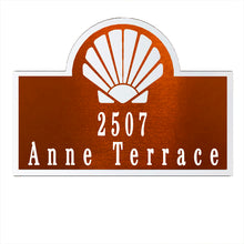 Load image into Gallery viewer, Seashell Address Sign, Laser Cut Steel Plaque for a Coastal Look - Multi Sizes and Colors
