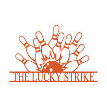 Load image into Gallery viewer, Ball & Pins Bowling Award - Appreciation - Monogram Sign, Precision Laser Cut, Multi Sizes & Colors