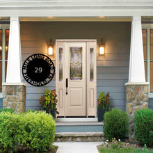 Load image into Gallery viewer, BOLD CONTEMPORARY CIRCLE Street Address Steel Sign, Multiple Colors & Sizes. Custom Laser Cut Name Sign