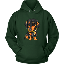 Load image into Gallery viewer, Vector Drawing Black & Tan Doxie - Toasty Hoodie, Multi Colors, Extended Sizes, Free Shipping