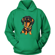 Load image into Gallery viewer, Vector Drawing Black & Tan Doxie - Toasty Hoodie, Multi Colors, Extended Sizes, Free Shipping