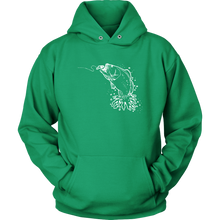 Load image into Gallery viewer, Jumping Bass on Line, Unisex Hoodie, Extended Sizes, Multi Colors, Shipping Included