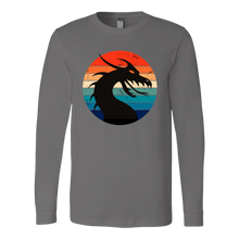 Load image into Gallery viewer, Retro Dragon Profile Unisex Long Sleeve T-Shirt, Extended Sizes Available, Free Shipping