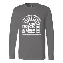 Load image into Gallery viewer, Been Around The Track Unisex Long Sleeve T-Shirt Extended Sizes Available Shipping Included