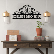 Load image into Gallery viewer, SCROLL Family Monogram and Street Address Steel Sign, Multiple Colors and Sizes
