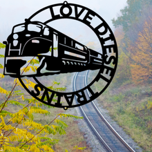 Load image into Gallery viewer, Diesel F7 F9 Locomotive Ring Monogram Steel Sign, Multiple Sizes & Colors, Model Railroader, Train Fanatic