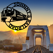 Load image into Gallery viewer, Diesel F7 F9 Locomotive Ring Monogram Steel Sign, Multiple Sizes & Colors, Model Railroader, Train Fanatic