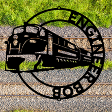 Load image into Gallery viewer, Diesel F7 F9 Locomotive Ring Monogram Steel Sign, Multiple Sizes & Colors, Model Railroader, Train Fanatic