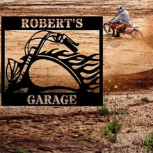 Load image into Gallery viewer, MOTORCYCLE FLAMING TANK - Steel Sign, Multiple Sizes and Colors Available