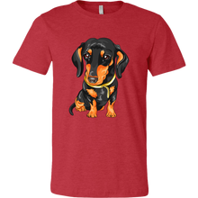 Load image into Gallery viewer, Vector Drawing Black and Tan Doxie, Unisex/Men's T-Shirt, Multi Colors, Extended Sizes, Free Shipping
