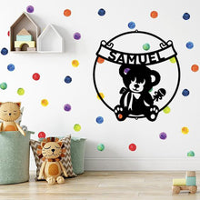 Load image into Gallery viewer, Teddy with Rattle Toy Monogram - Steel Sign, Multi Sizes & Colors, Infant Baby Shower Gift