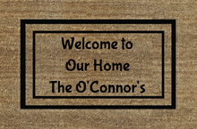 Load image into Gallery viewer, Double Bordered Personalized Door Mat - Great Gift For New Homeowners -- Multiple Sizes