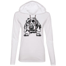 Load image into Gallery viewer, Ladies T-Shirt Weight Hoodie, Wirehaired Doxie. Multi Colors. Shipping Included