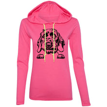 Load image into Gallery viewer, Ladies T-Shirt Weight Hoodie, Wirehaired Doxie. Multi Colors. Shipping Included