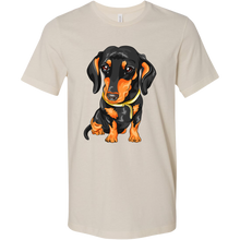 Load image into Gallery viewer, Vector Drawing Black and Tan Doxie, Unisex/Men's T-Shirt, Multi Colors, Extended Sizes, Free Shipping