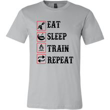 Load image into Gallery viewer, Eat Sleep Train Repeat Mens Unisex T-Shirt, Multiple Colors, Extended Sizes, Shipping Included
