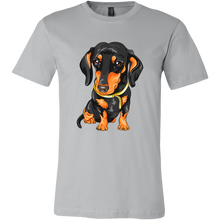 Load image into Gallery viewer, Vector Drawing Black and Tan Doxie, Unisex/Men's T-Shirt, Multi Colors, Extended Sizes, Free Shipping