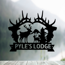 Load image into Gallery viewer, Great Outdoors Scene Monogram Steel Sign, Multi Sizes & Colors, Hunter Hiker Nature Lover