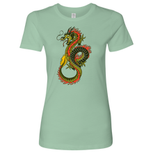 Load image into Gallery viewer, Chinese Art Dragon Women's Boyfriend Crew Shirt, Extended Sizes Available, Shipping Included